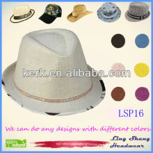 Горячая продажа равнины белого блестки ленты 100% бумаги соломенной шляпе, LSP16